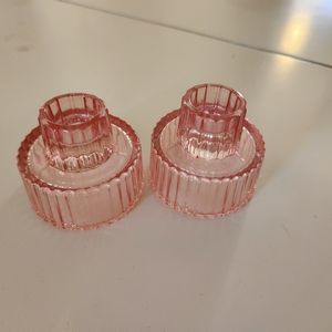 Set of pink candleholders